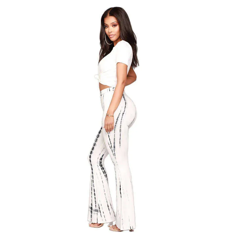 Casual Bureau Dames Bas élastiques Sexy Bodycon Pantalon évasé Imprimé Pantalon Stretch Streetwear Femmes En Gros Dropshipping Q0801