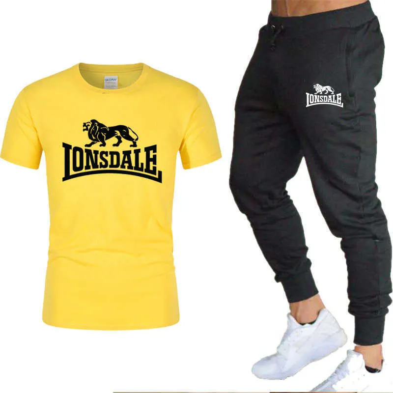 2020 Men's Sets T Shirts pants Two Pieces Sets Casual Tracksuit Men/Women New Fashion printing suits sportwear Gyms trousers X0909