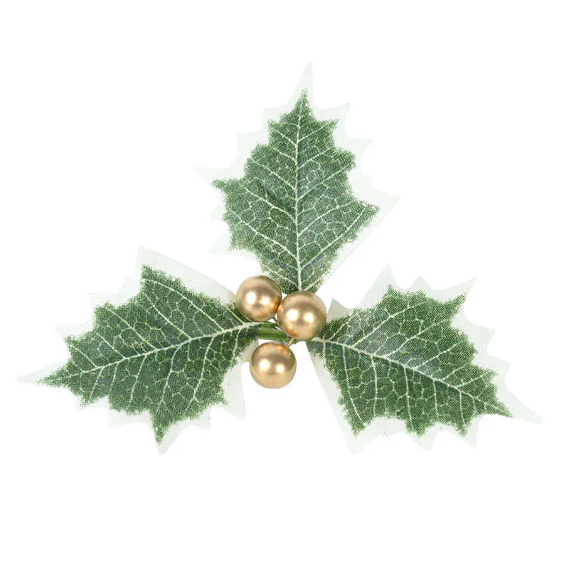 5-10 Stücke Weihnachten Künstliche Blätter Blatt Gefälschte Holly Beeren Rote Kirsche Kleine Früchte Staubblatt Weihnachten Hochzeit Hause Dekoration Y0901