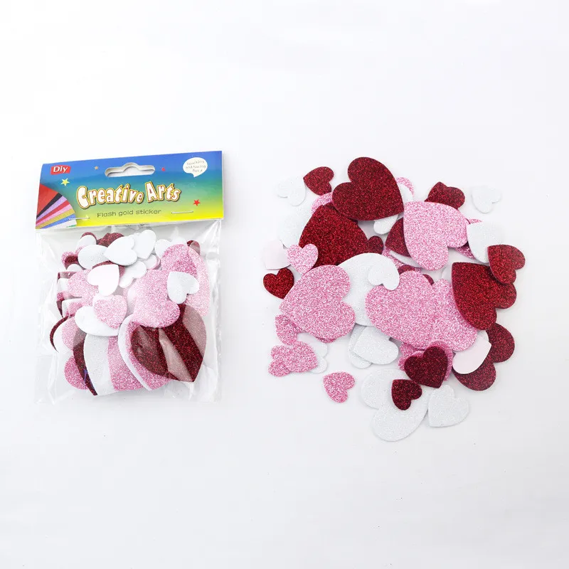 Self-Adhesive EVA Stickers Love Heart Foam Sticker Crafts DIY Decoration Kids Toy Gift