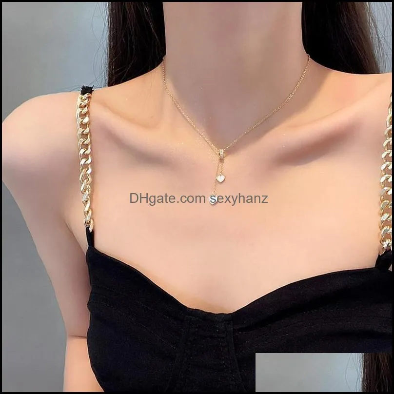 Pendants Pendant Necklaces Potcet Korea Fashion Trend Womens Stainless Steel Heart Chain Geometric Retro Jewelry Drop Delivery 3Nk324x