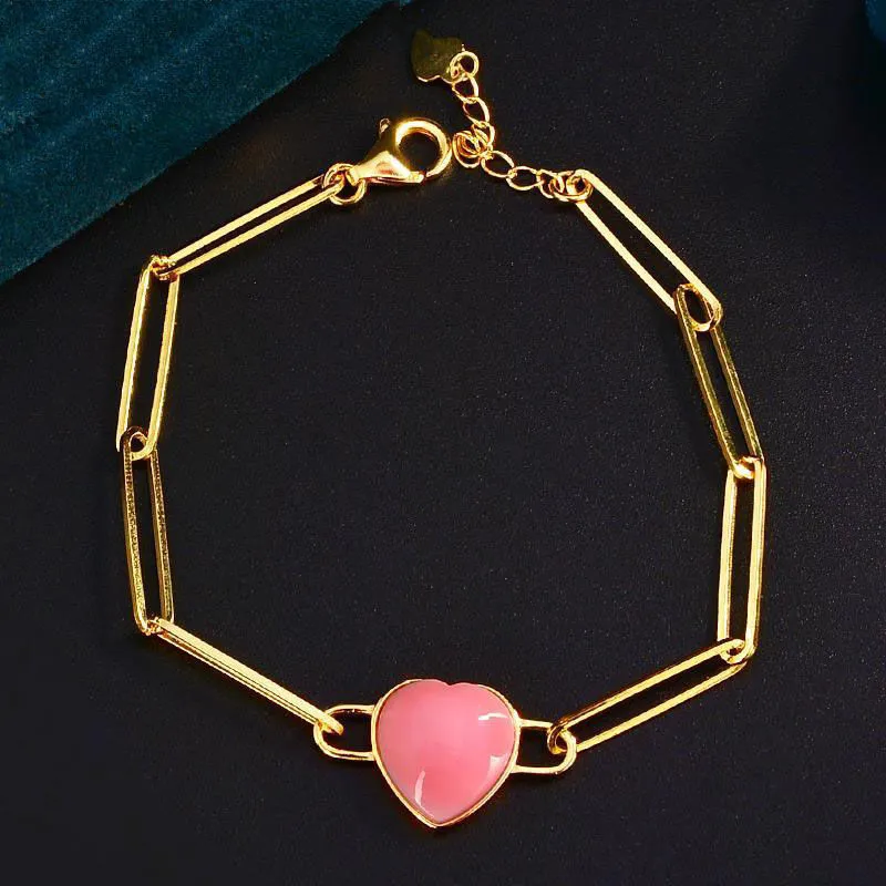 Inspiration design chain pink love necklace bracelet light luxury exquisite fashion ladies wedding silver jewelry7499705