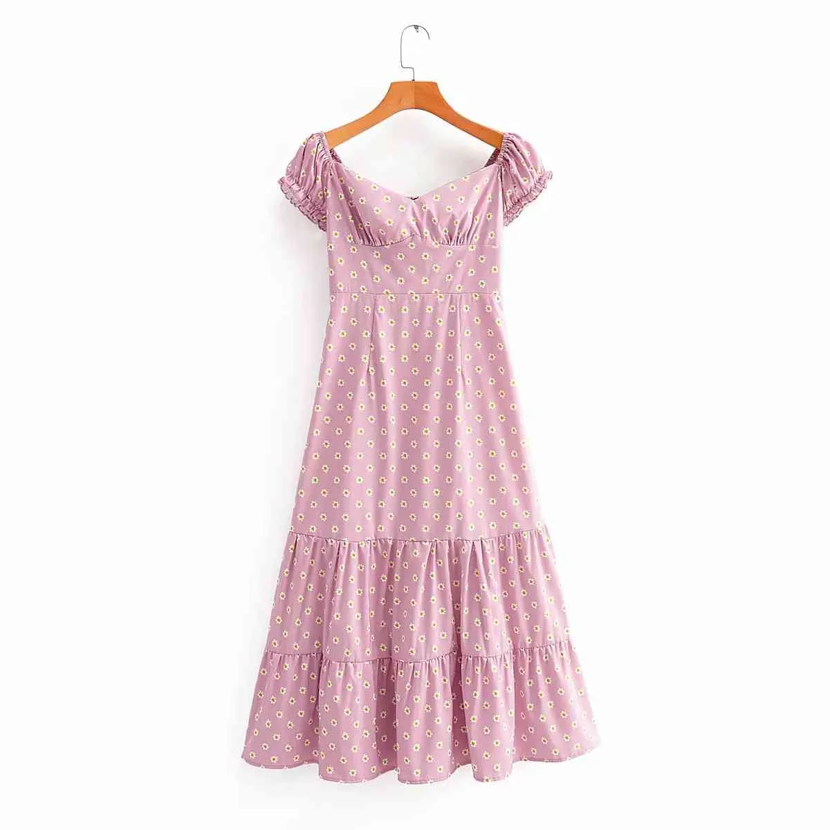 abito lungo estivo con stampa margherita sul retro donna vintage chic boho maxi vacanza al mare abiti rosa 210427