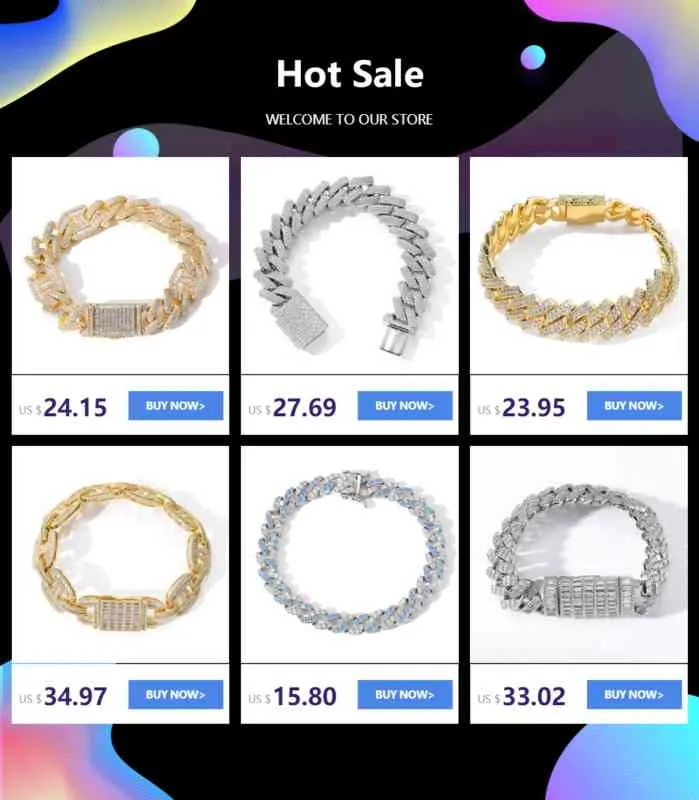 Bling Glacé Chaînes Bracelets 7 pouces-8 pouces 4mm Chaîne De Tennis 4 Couleurs Cubique Zircone Hip Hop Bijoux Pour Hommes Femmes