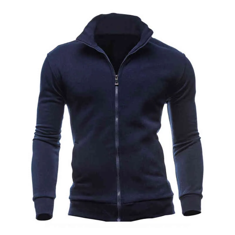 Felpa retrò coreana da uomo Cappotto maglione colletto alla coreana Cardigan sportivo Felpa con cerniera in pile Giacche sottili Autunno Inverno Capispalla 211217