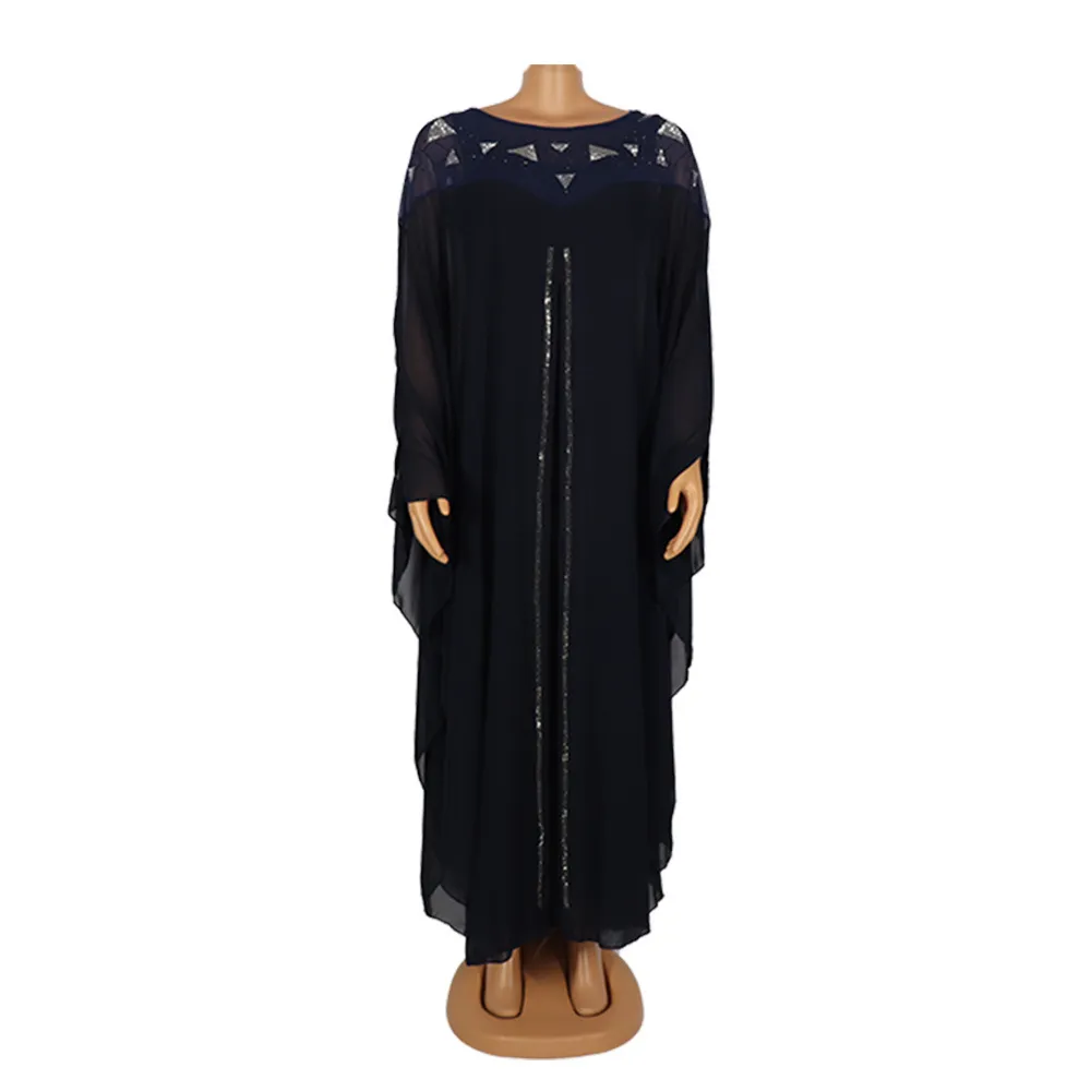 Vrouwen losse jurk o hals met binnentank jurken diama plus size dashiki traditionele boubou Afrikaanse mode-gewaden vestidos 210416