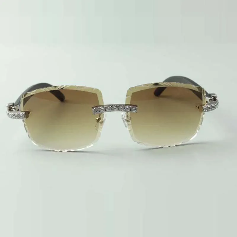 2021 Designer Sonnenbrille 3524023 XL Diamonds Schnittlinien natürliche schwarze Holzschlempel Gläser Größe 58-18-135mm312q