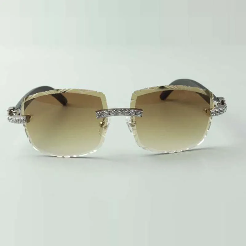 2021 Gafas de sol de diseñadores 3524023 XL Diamantes cortes Lente Natural de madera Black Witle Gafas Tamaño 58-18-135MM312Q