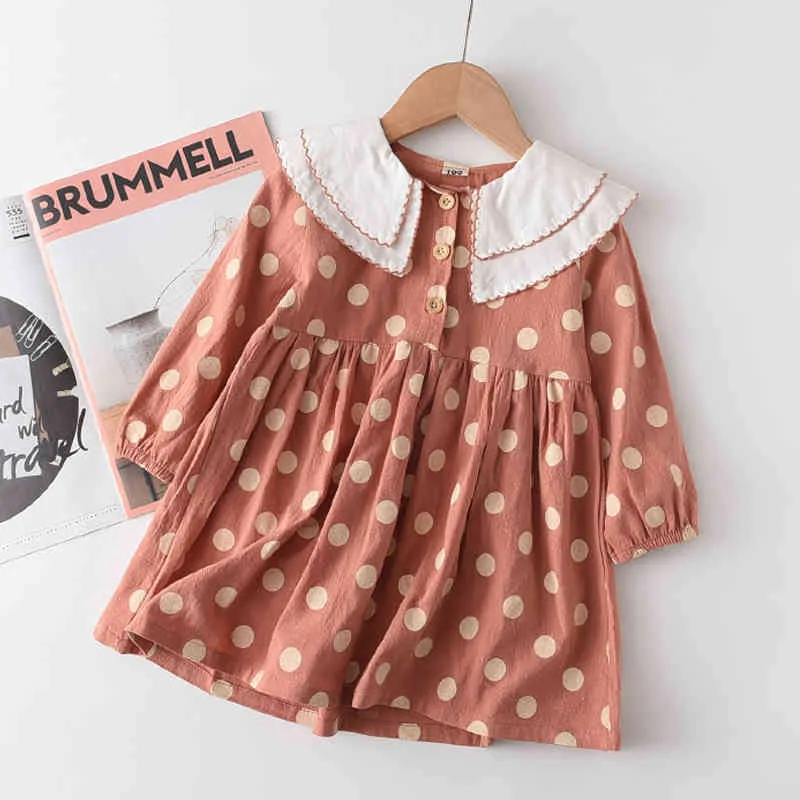 Girls Patchwork Dresses Spring Autumn Kids Polka Dot Sashes Outfits 2-6 Year Baby Mesh Princess Clothes 210429