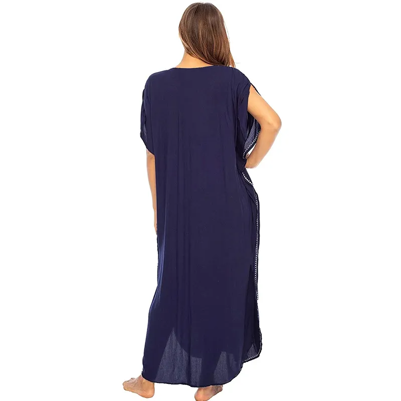 Coton Long Beach Dress Coverups pour femmes Pareo de Plage Maillot de bain Cover up Sarongs Maillots de bain Kaftan Q1198 210420
