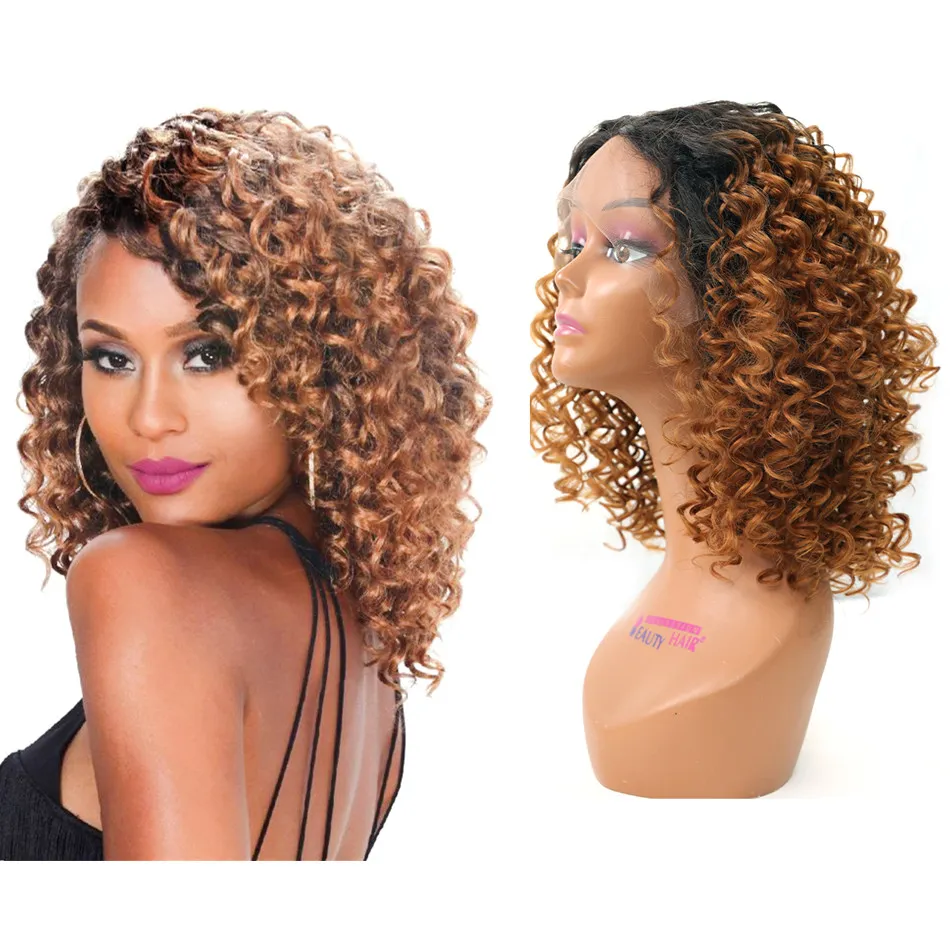 Afro Kinky Curly Perruques Partie Moyenne Africaine Synthétique Ombre Sans Colle Perruques Chaleur Resistan Cheveux Naturels Pour Femmes Mode Iconfactory directe