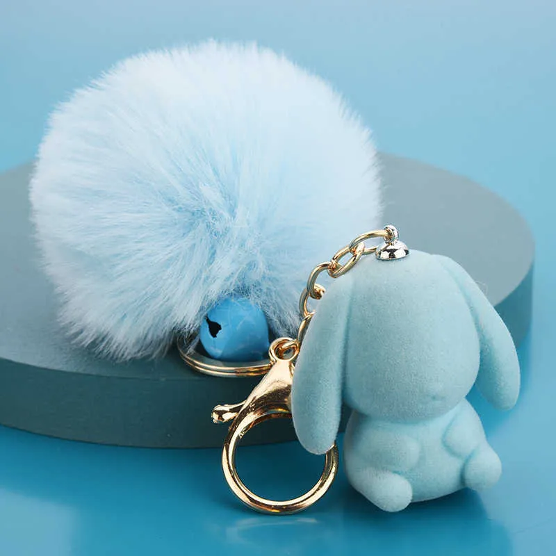 2021 nouveau créatif mignon bébé lapin poupée flocage clé boucle porte-clés mignon Animal lapin dessin animé sac pendentif suspendu G1019