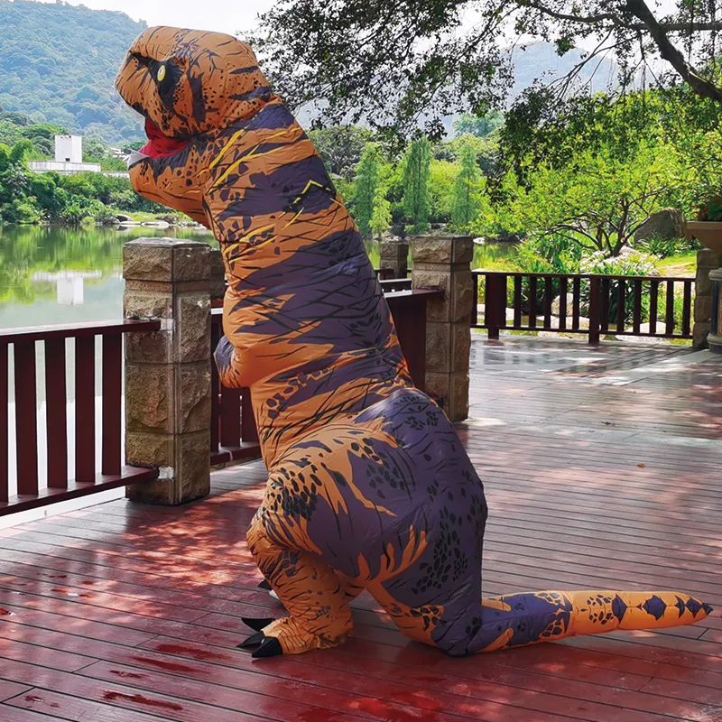 Costume de poupée de mascotte Costumes gonflables adultes T Rex pour homme femme Costume de dinosaure d'Halloween Robe Dino brune Rold Play Party Blow up Dress