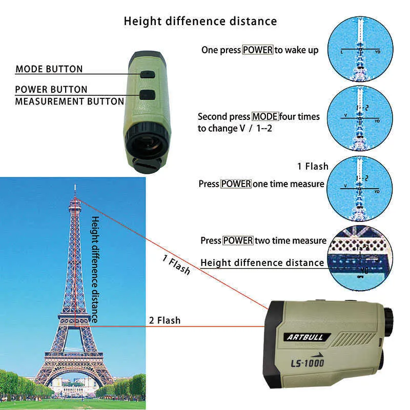 Télémètre laser pour la chasse Télémètre de golf 1000M 650M avec goupille de pente Flag-Lock Télémètre laser Jumelles télémètre 210719