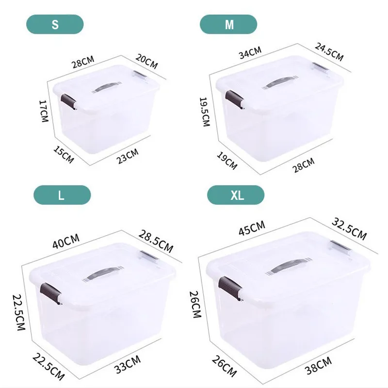 5L 10L 20L Stack Pull Storage Boxes Plastic KeepBox with Attached Lid Sealed Moisture-proof Semi Clear Container250N