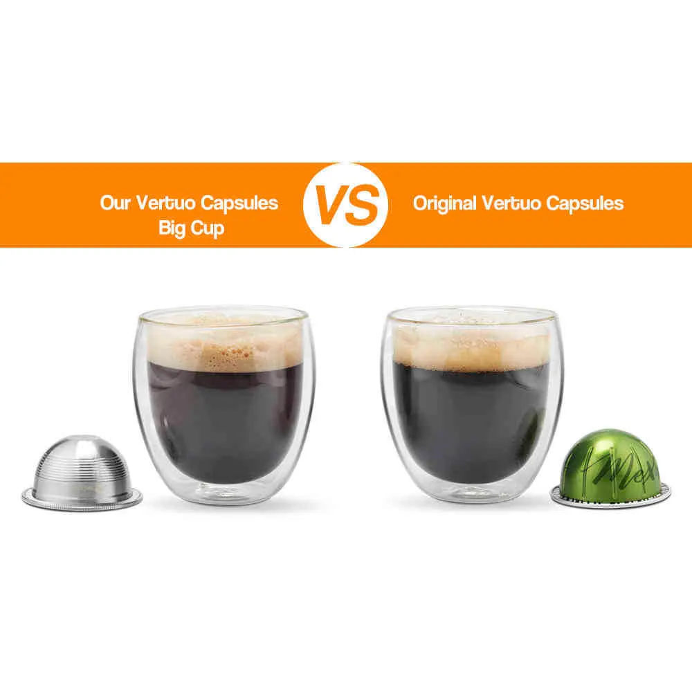 Big tasse capsulas capsulas recroyables nespresso vertuoline vertuo acier inoxydable filtre de café rechargeable gousses réutilisables 210331263E