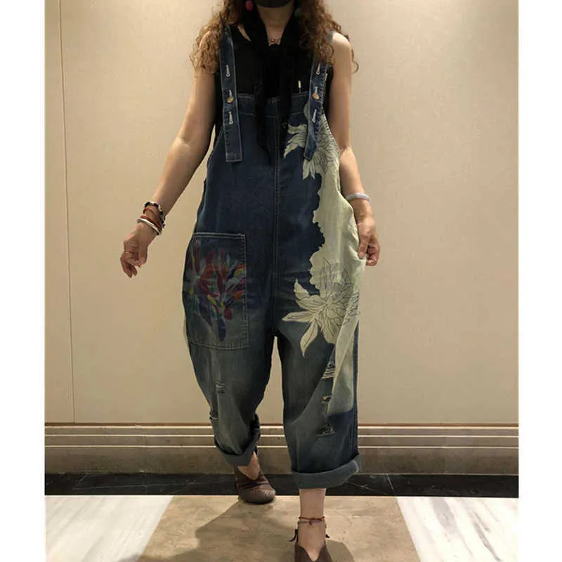 Max LuLu Europäischen Mode Stil Frühling Weibliche Gedruckt Denim Overalls Damen Vintage Casual Jeans Frauen Lose Hosen Plus Größe H0908