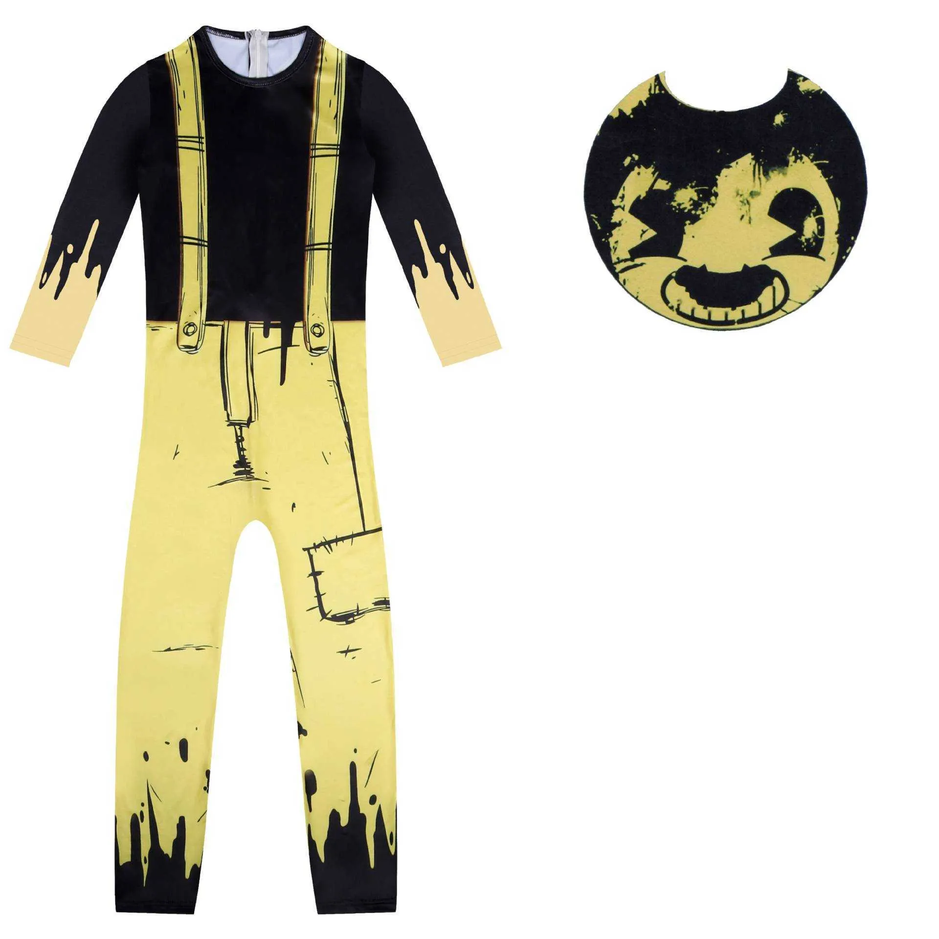 Crianças trajes de halloween anime bendy as máquinas de tinta cosplay meninos meninas bodysuit asa dos desenhos animados disfraces carnaval festa roupas g0216k