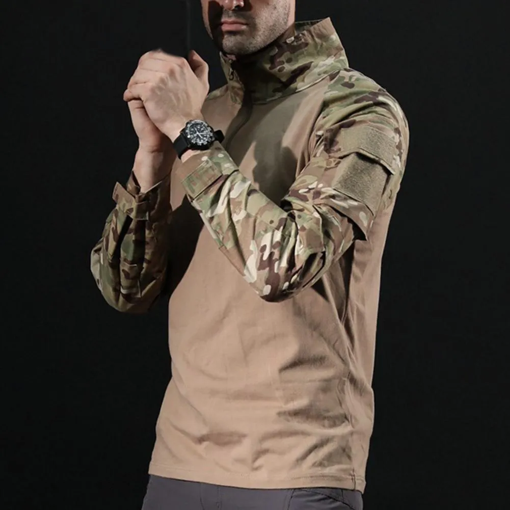 Designer män armé taktisk t-shirt Camouflage långärmad dragkedja med dragkedja