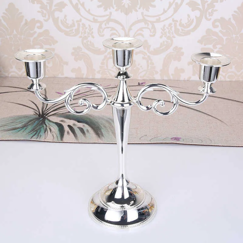 Metal Silver/Gold Plated Candle Holders 7-Arms Stand Zinc Alloy High Quality Pillar For Wedding Portavelas Candelabra 210722