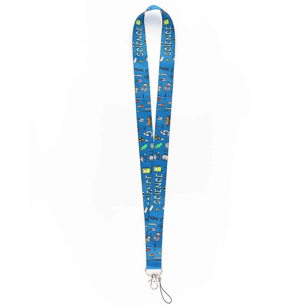 10st / J2796 Tecknade vetenskapsknappar Telefon Anime Neckrem Keychain Lanyard Badge Holder för lärare