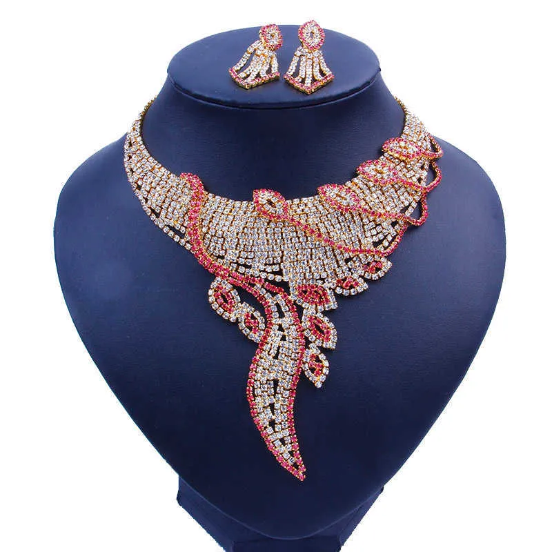 StoneFans Crystal Red Drop Gargantilla Collares Llamativos Colgantes Precioso Rhinestone Colorido Collar de Moda Pendiente Mujer 2019 H1022