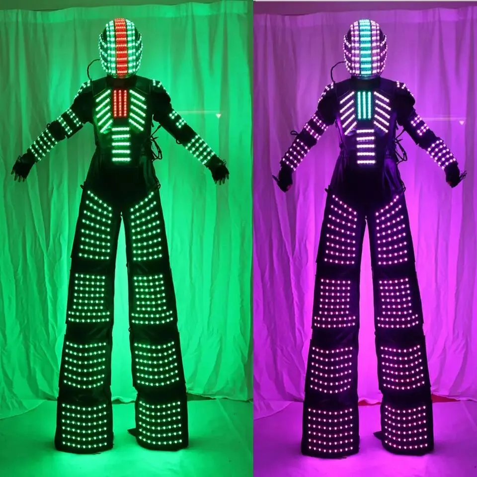 Fantasia de led a laser para roupas, ternos de luz led, robô, david robot244a