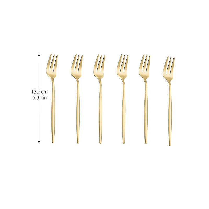 Cutlery Set Gold Aço Inoxidável Forquilha Chá Dinnerware Black S Cozinha 210928