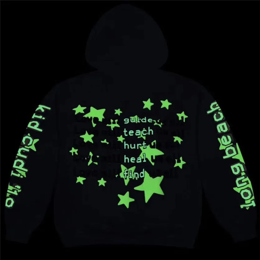 Sudadera con capucha CPFM KID CUDI 20FW para hombres y mujeres, sudaderas con capucha de estrellas reflectantes galácticas, jerséis de Material grueso de gran tamaño, sudaderas