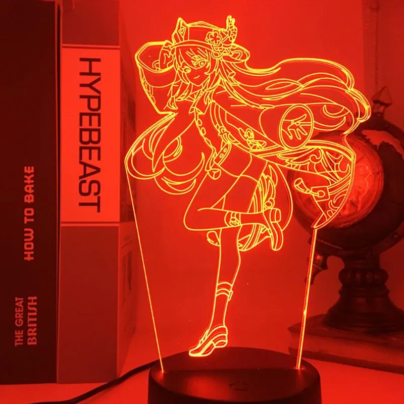 Nattljus Genshin Impact LED Light Anime Manga Figure Table Lamp 3D Novely Illusion Indoor Bedroom Party Decor Indie Adult Kid279U