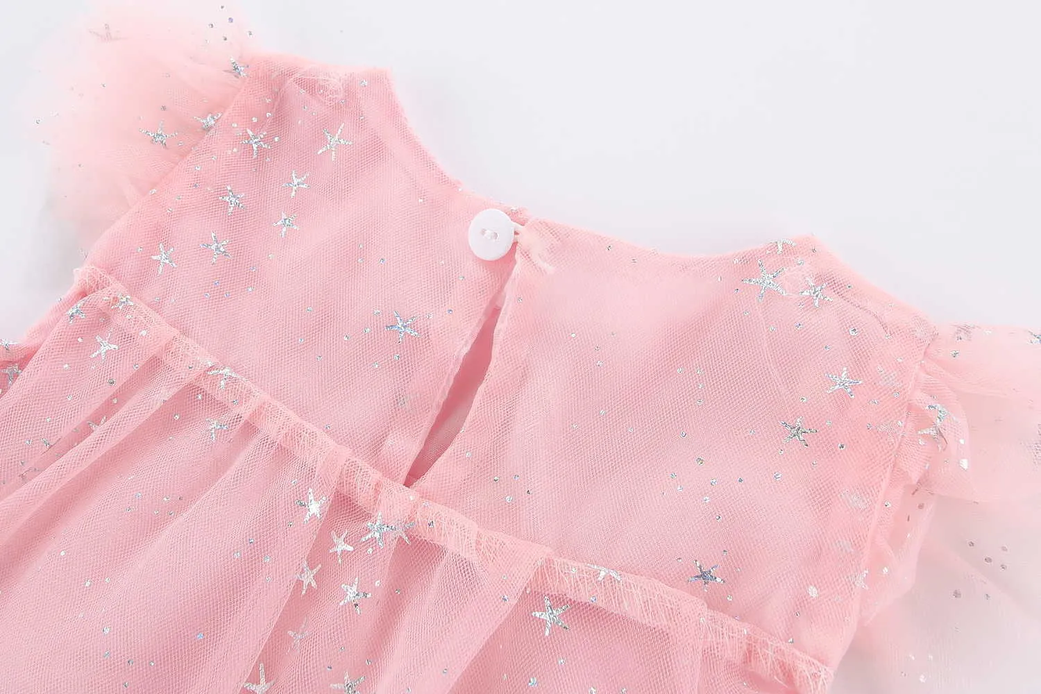 Mudkingdom Sparkly Stars Baby Girl Dress Tulle Knee Length for Kids Dresses Ruffle Fluffy Party Princess Girls Summer Clothes 210615