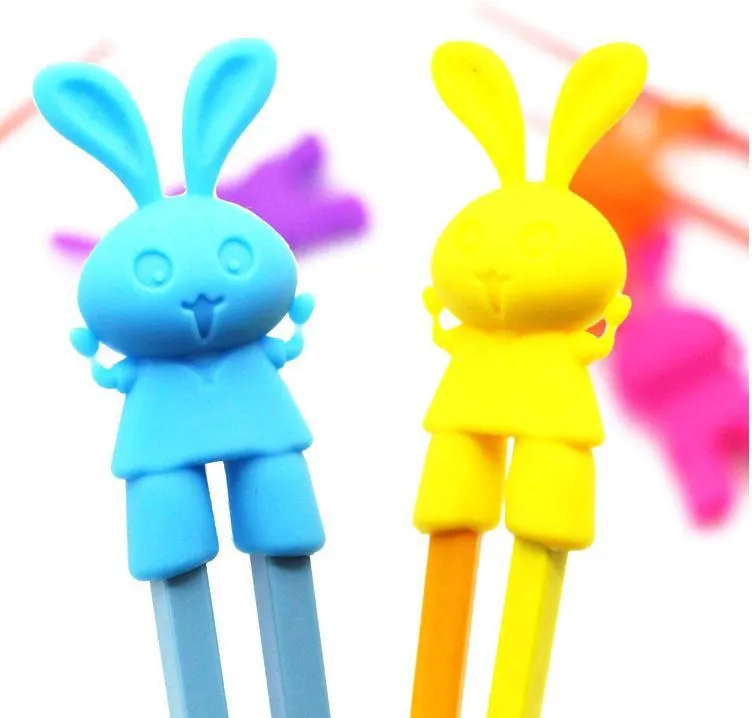 DHL Kinderen Kid Beginner Easy Leuk Leren Opleiding Helper Bunny Rabbit Rubber Plastic Eetstokjes