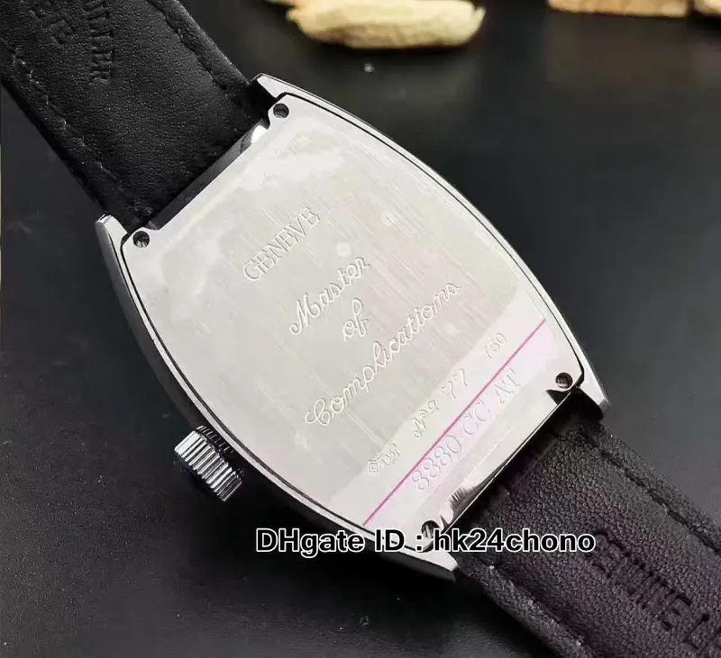 Orologio automatico da uomo di alta qualità Crazy Hours 8880 CH COL DRM quadrante bianco cassa in acciaio orologi sportivi da uomo cinturino in pelle nera268U