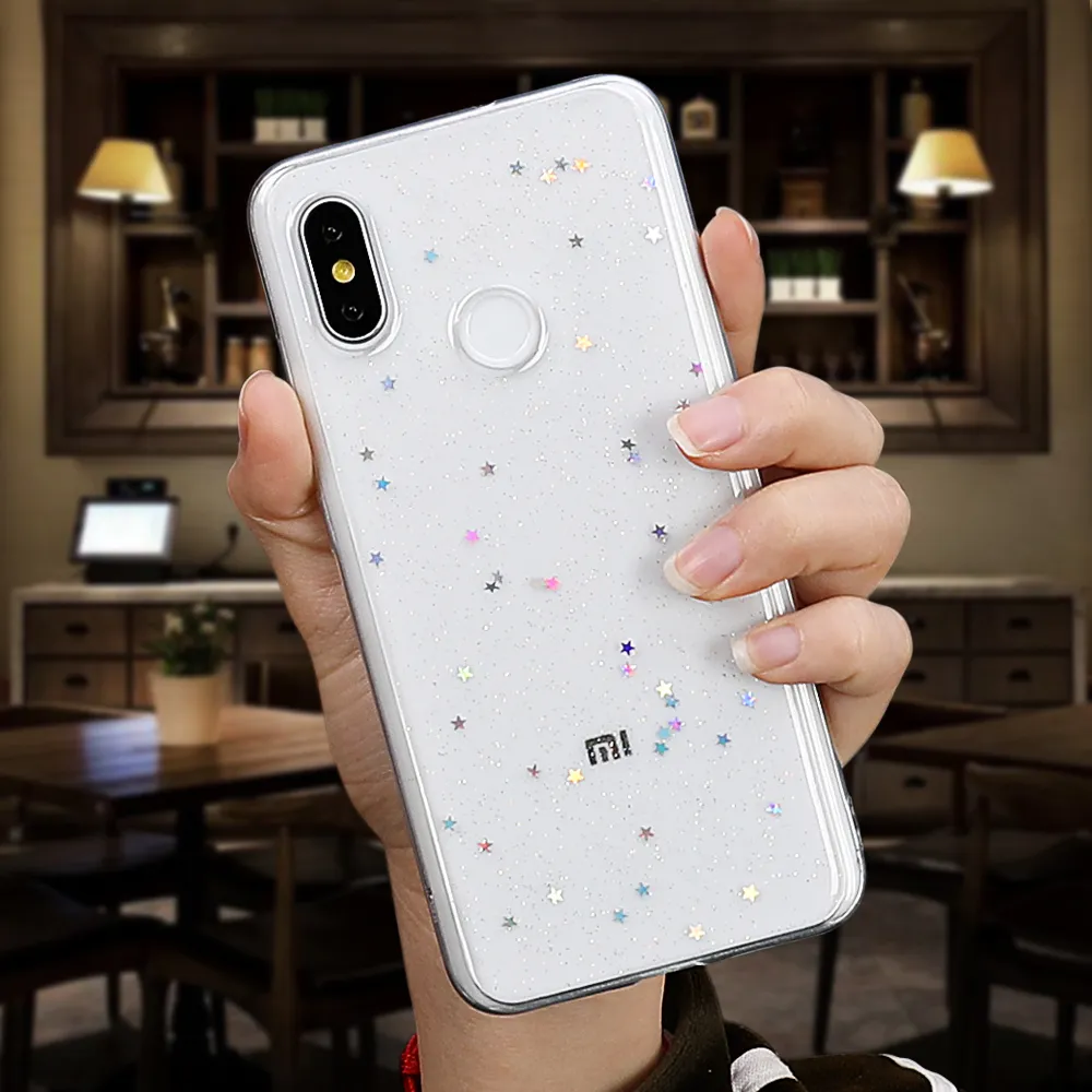 Bling Glitter Star Trasparente Custodie Xiaomi Redmi Nota 10 9 Pro 10S 9S 8 7 POCO X3 Pro NFC Molle Del Silicone Della Copertura Del Telefono Borsette