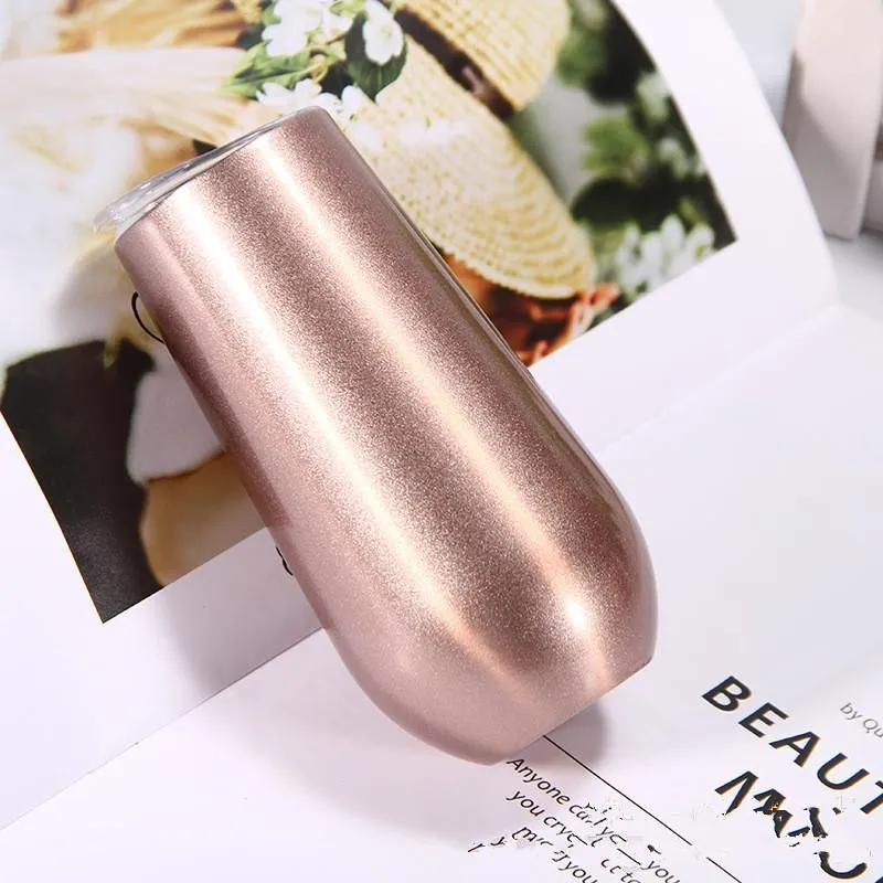 6oz Champagne Flutes Wine Tumbler Stainless Steel tumbler Vaccum Insulated Egg cup Beer Wine Drinking Cup with lids FY5058 JN10