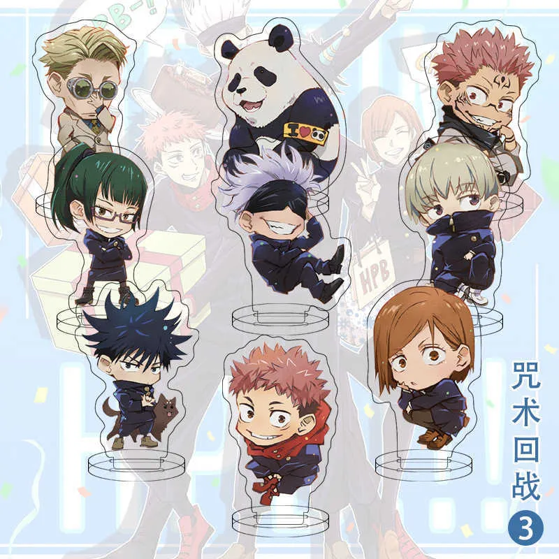 9 Pz/lotto Anime Jujutsu Kaisen Acrilico Figura Del Basamento Modello Piastra Itadori Yuji Gojo Satoru Fushiguro Megumi Carino In Piedi Segno G1019