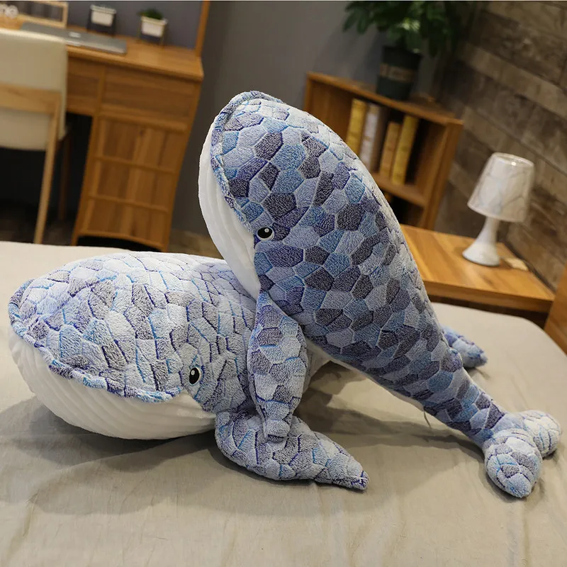 50-110 cm taille géante baleine peluche jouet bleu animaux de mer