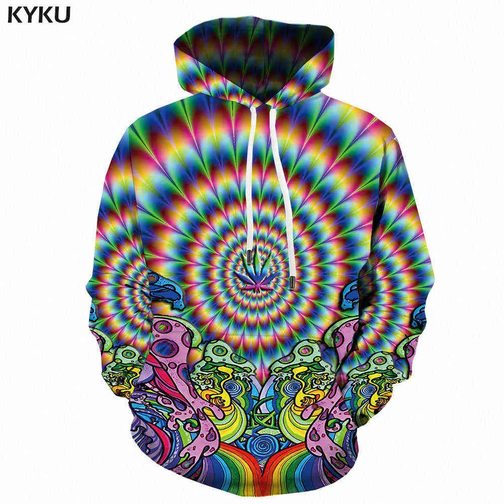 KYKU Merk Dizziness Sweatshirts Mannen Psychedelic Hoody Anime Hypnose Sweatshirt Gedrukt Kleurrijke 3D Gedrukt Hooded Casual H0909