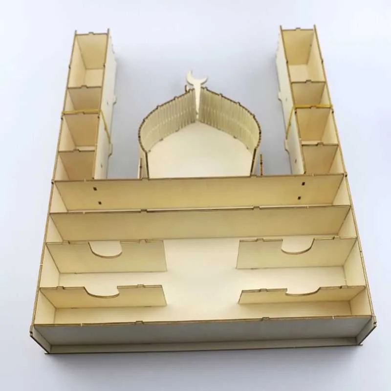 Eid Mubarak Calendario conto alla rovescia Ornamenti Ramadan fai da te Cassetto in legno Decorazioni feste 210610