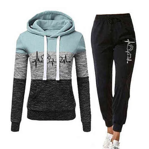 Trainingsanzug Für Frauen Casual Trainingsanzug Frauen Zwei Stück Set Anzug Weibliche Hoodies und Hosen Outfits frauen Kleidung Herbst 211126