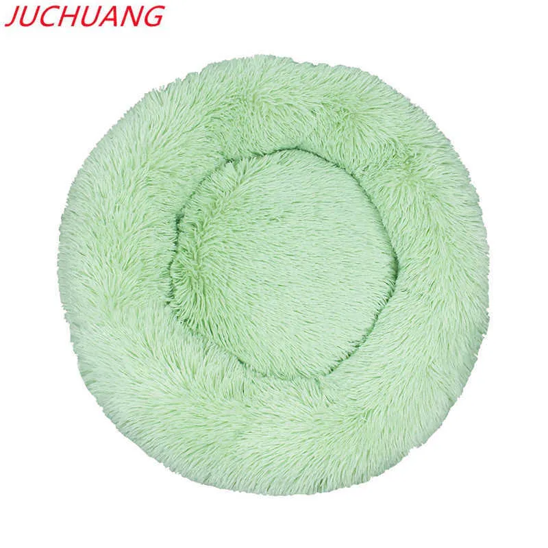 JUCHUANG Round Cat Beds House Soft Long Plush Pet Dog For Dogs Basket Products Cushion Mat Sleeping Sofa 211006