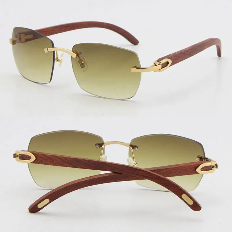 Ganzer Verkauf T8100905 Hochwertige Modeholz -Sonnenbrille geschnitzte hölzerne Randfelsen 18K Goldgläser UV400 Objektiv männlich und weiblich 255b