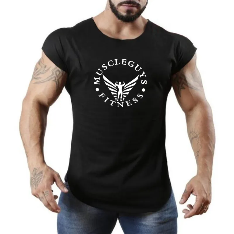 Muscle Muscle Bodybuilding Fitness Fitness Mens de Manga Curta T-shirt Academias Camisa Dos Homens Slim Fit Tights Brand Fitness T Shirt Tops 210421