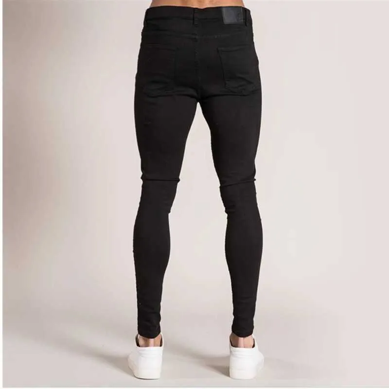 Dżinsy męskie Solidne Kolor Denim Bawełna Vintage Wash Hip-Hop Pencil Spodnie Tight Stretch Motorcycle Jeans Street Chic męskie Spodnie X0621