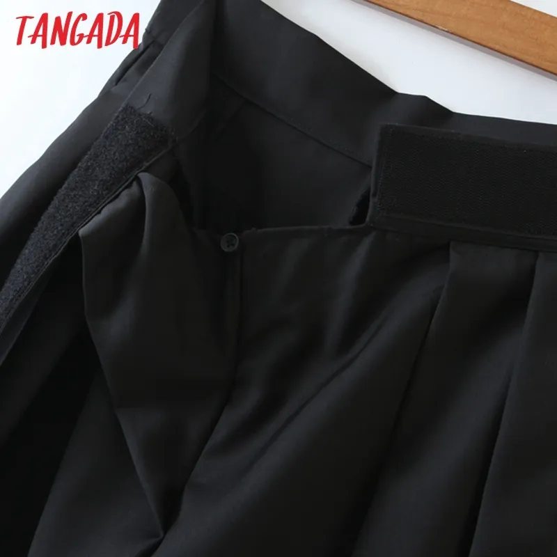 Moda Donna Pantaloni lunghi neri con tasche adesive in vita Bottoni Pantaloni Office Lady Pantalon DZ04 210416