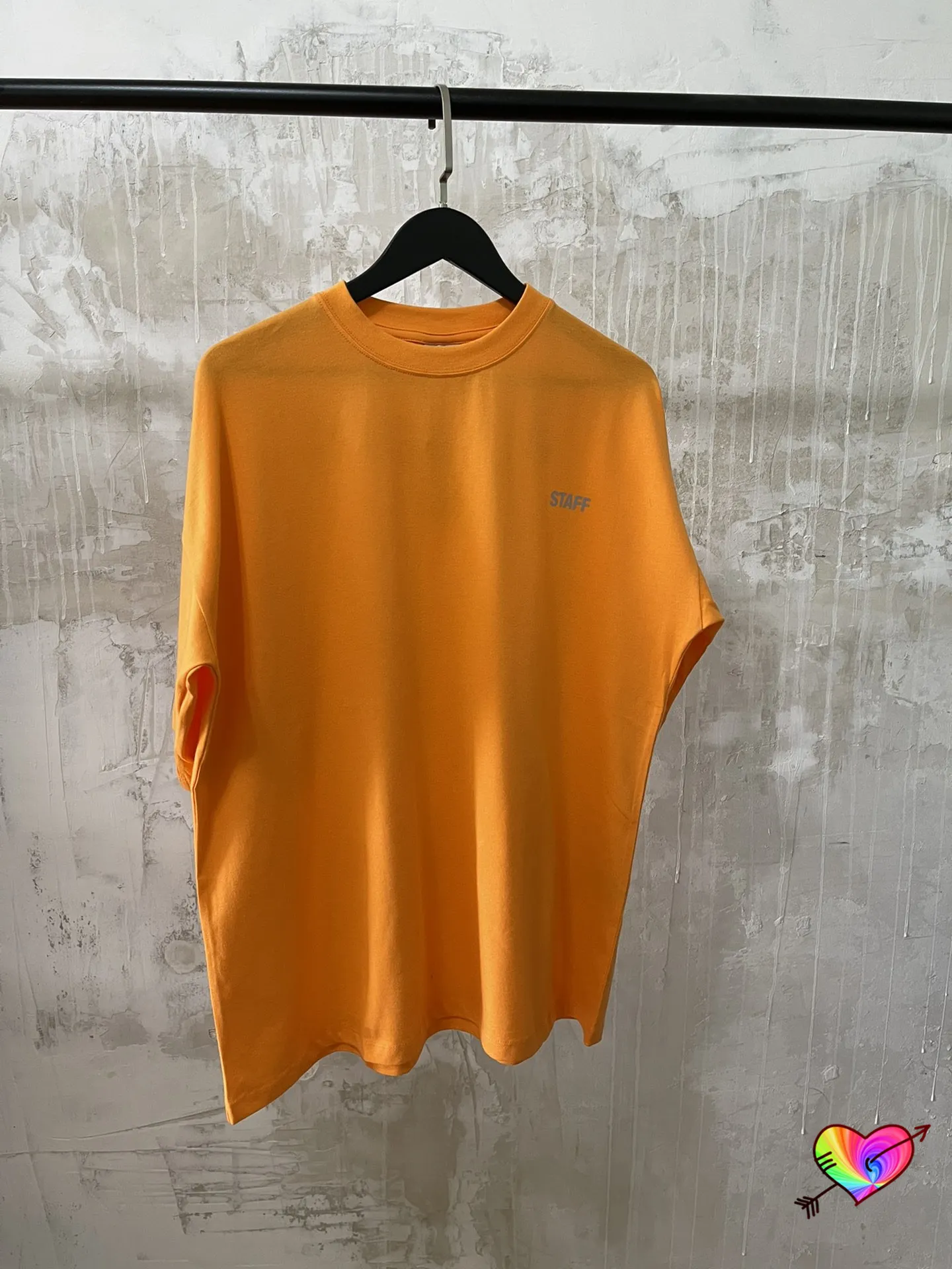 Casual Print Orange T-shirt Men Women High Quality Reflective Fonts Tee Oversize Tops Thick Fabric