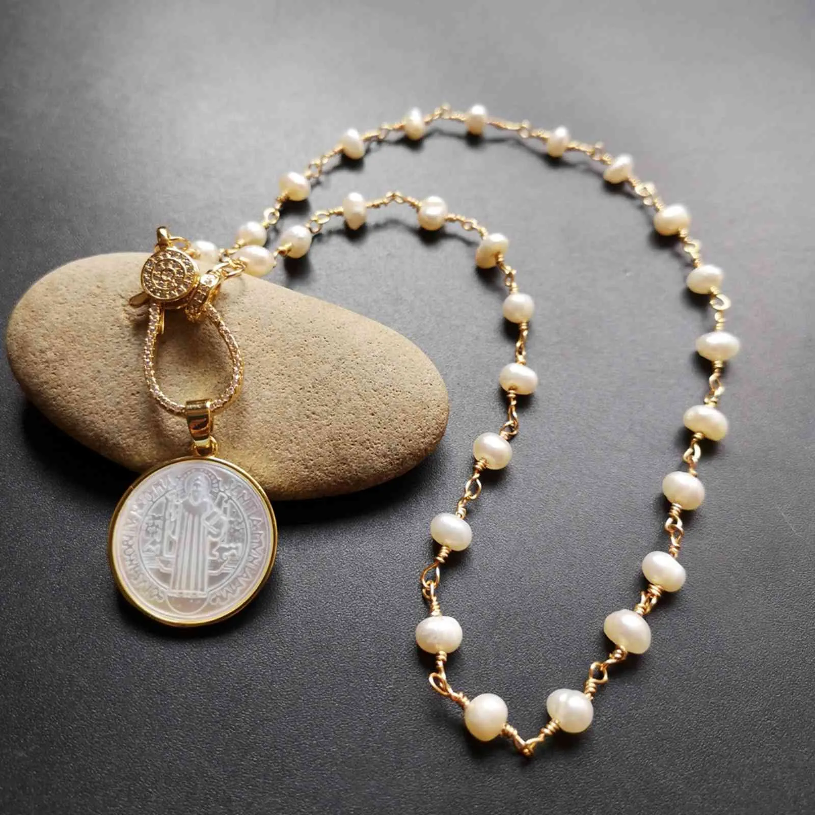 promozione! Collana di perle di madreperla San Cross Benito d'acqua dolce naturale da 21 mm regalo da donna