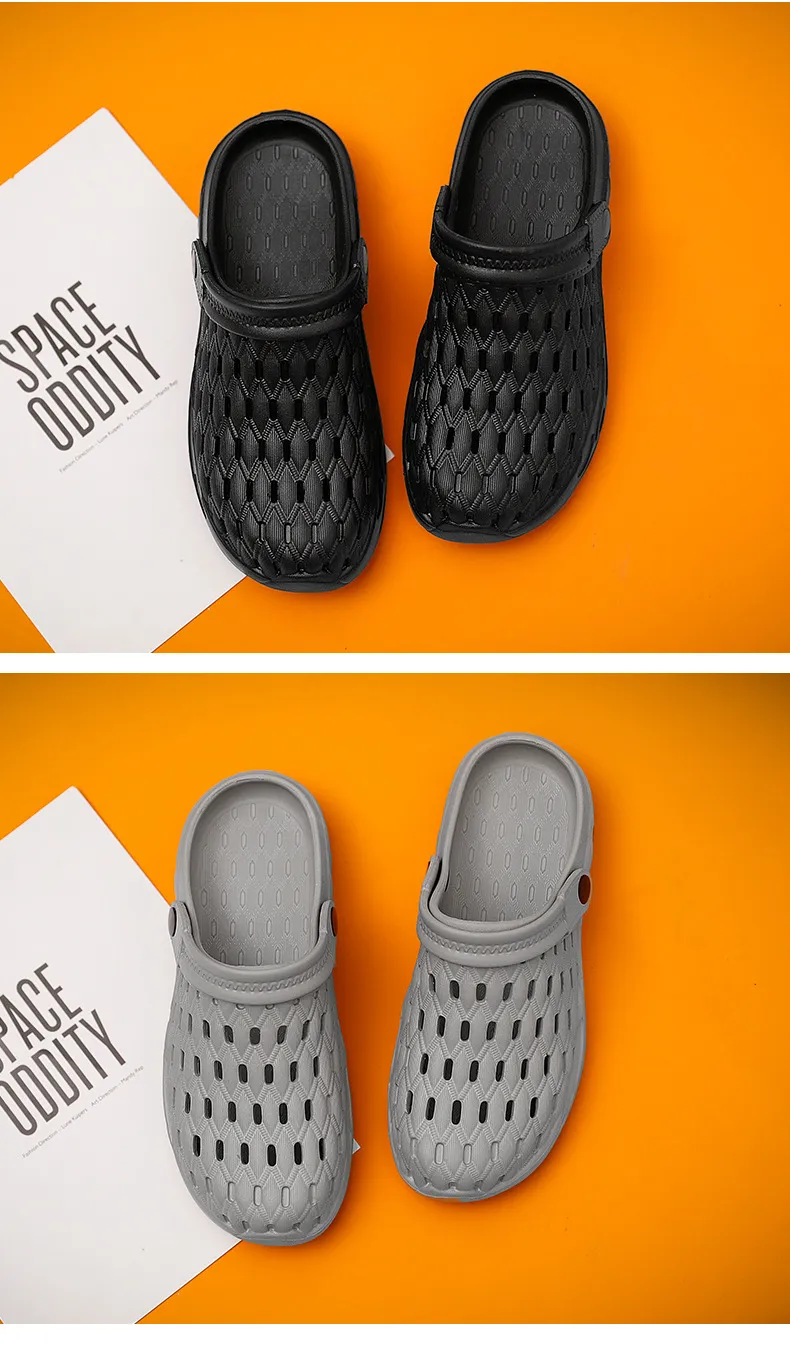 Zapatillas de hombre Verano Estilo coreano Ropa de moda al aire libre Personalidad Zapatos de playa con agujeros de doble uso