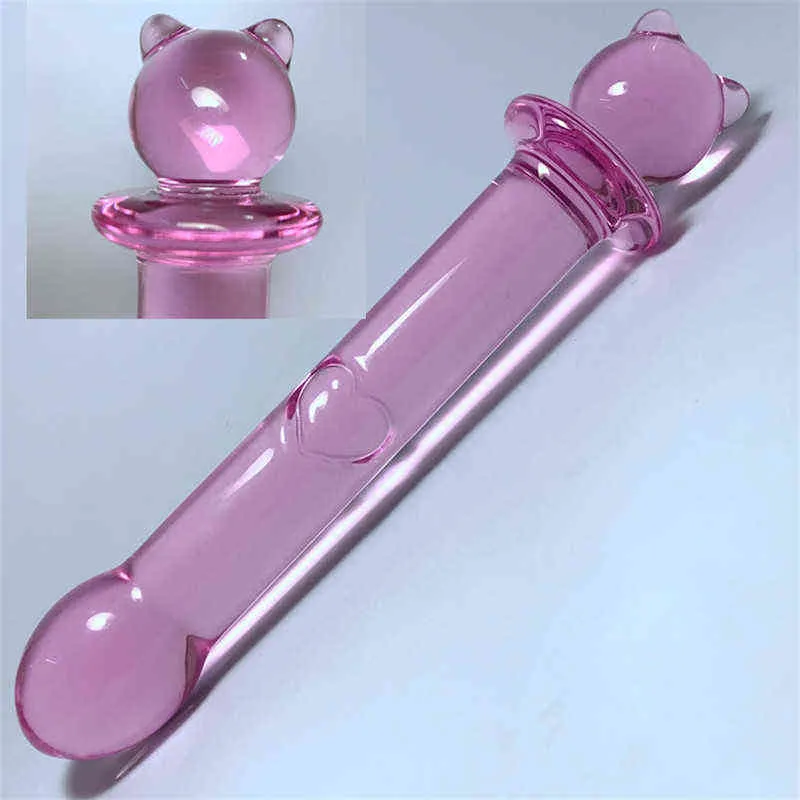 NXY Consoladores Consoladores De Cristal Color Rosa Con Forma Conejo Para Mujer Consolador Realista Pene Grande Punto G Tapn Anal Juguetes 220111