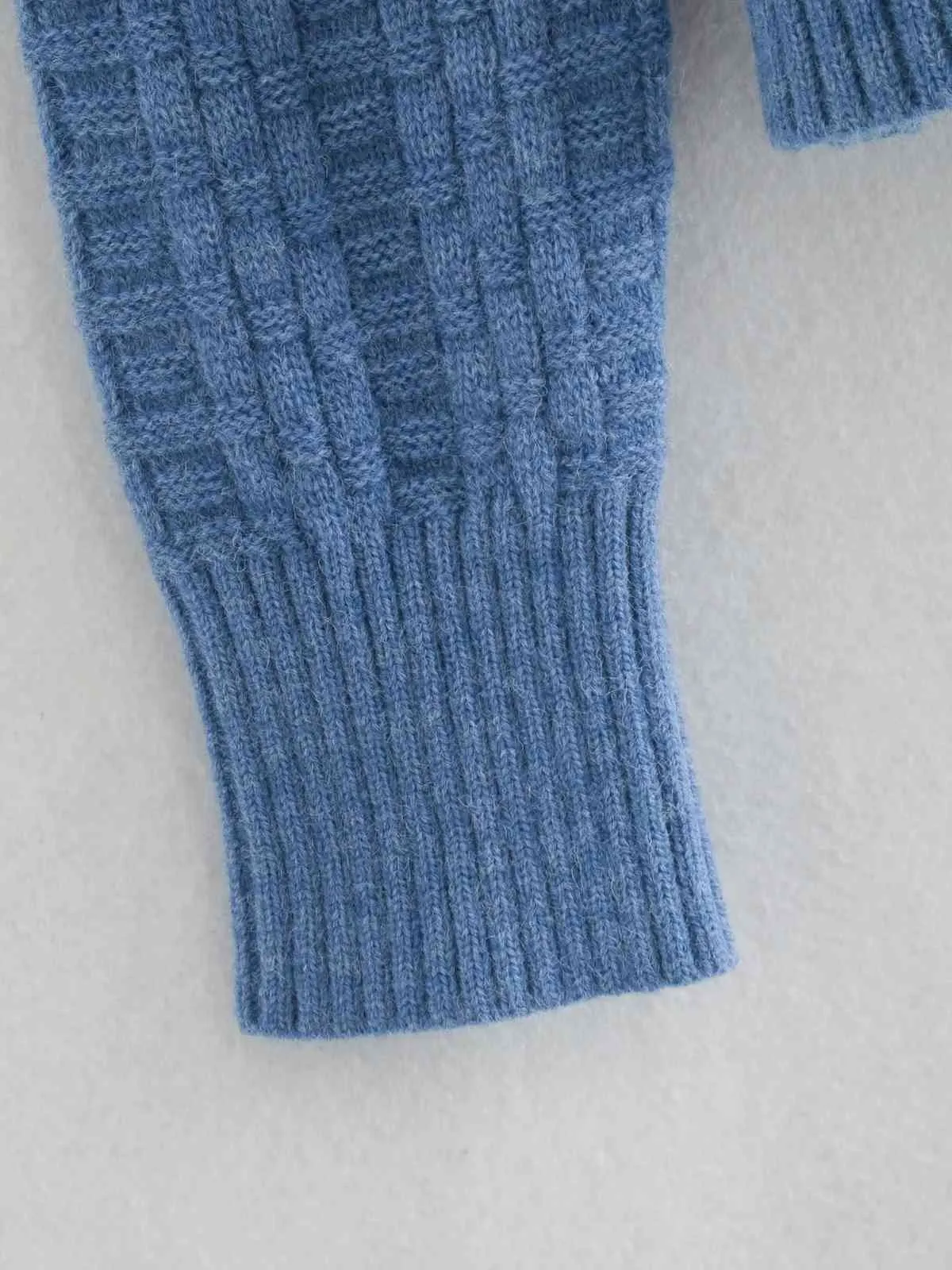 gestrickte blaue kurze Strickjacke Frauen lässig übergroße Pullover Strickjacken Herbst Winter graue Tops Streetstyle 210415